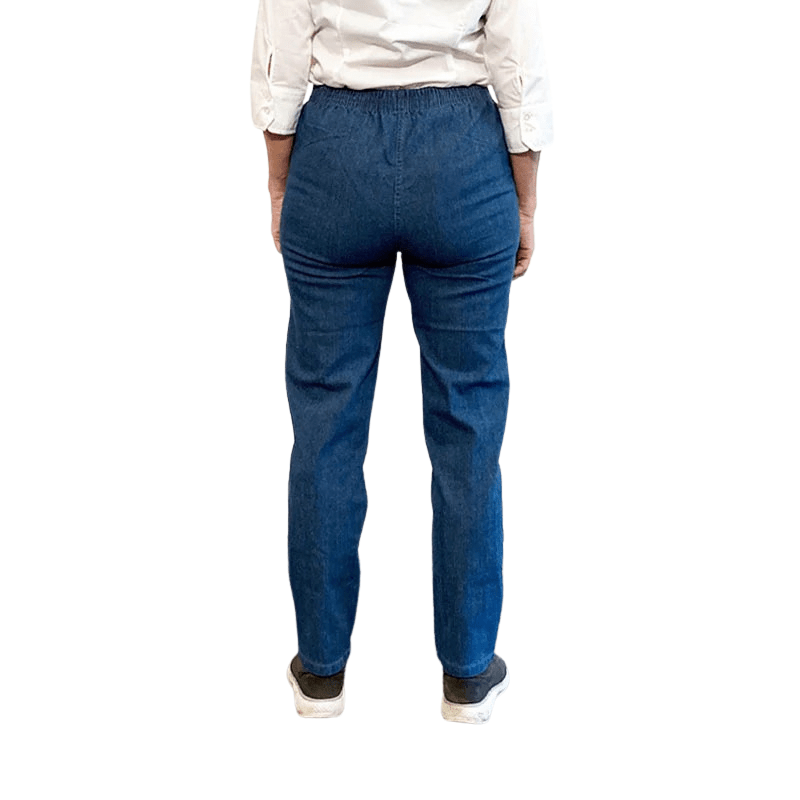 Damebukser med elastikkant - Blå denim