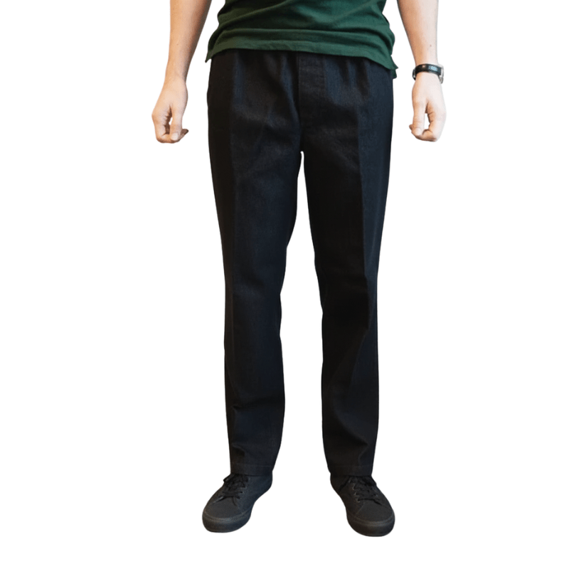 Jeans med elastik i taljen - Koksgrå/sort