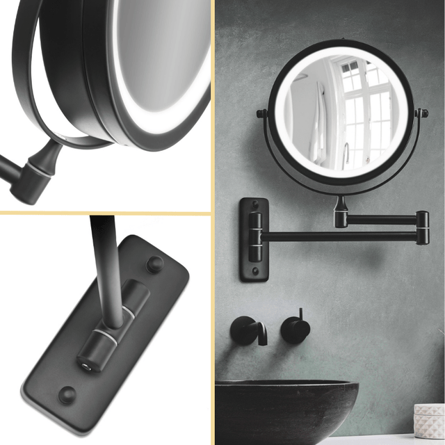 Væghængt makeup - spejl - Sort