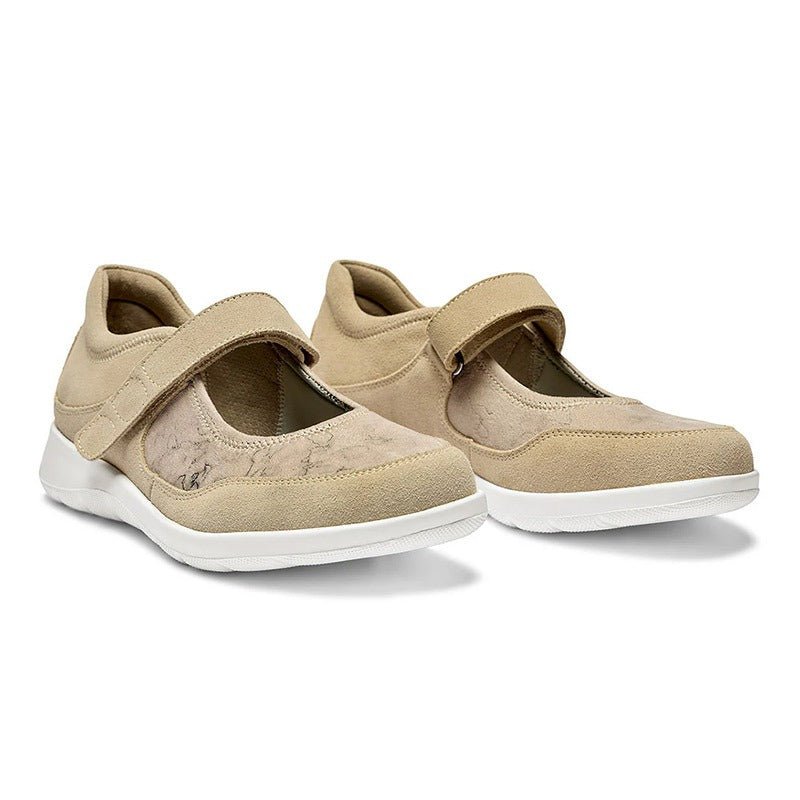 New Feet ballerina med velcro - Sand - Seniorshop