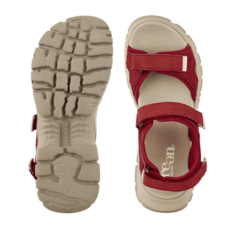 Green Comfort trekking damesandal - Rød - Seniorshop