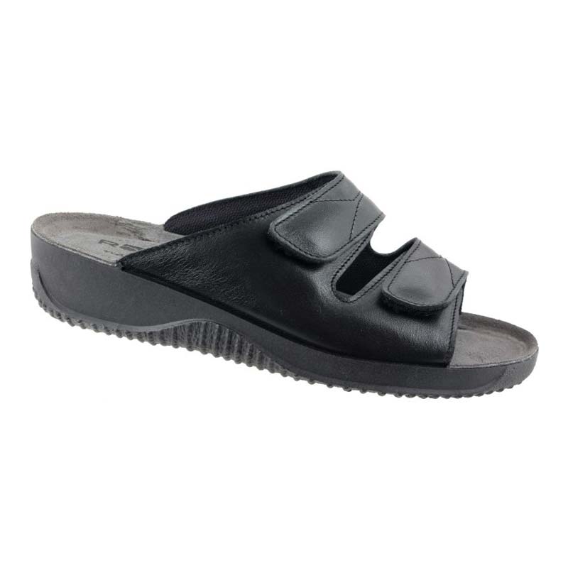 Rohde dameslipper - Sort læder - Seniorshop