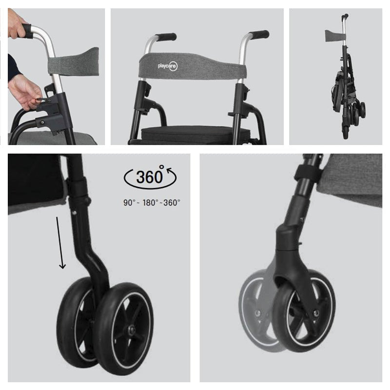 W05 rollator / indkøbsvogn - Grå - Seniorshop