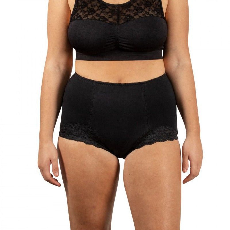 Inkontinens trusse med blonde - Sort - Seniorshop