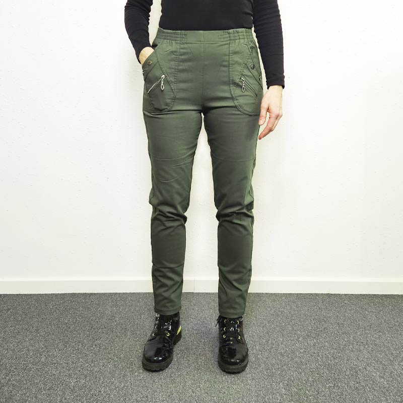 Let forede damebukser - Khaki grøn - Seniorshop