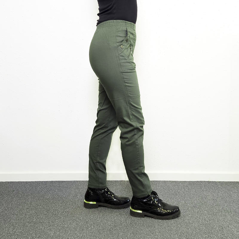 Let forede damebukser - Khaki grøn - Seniorshop