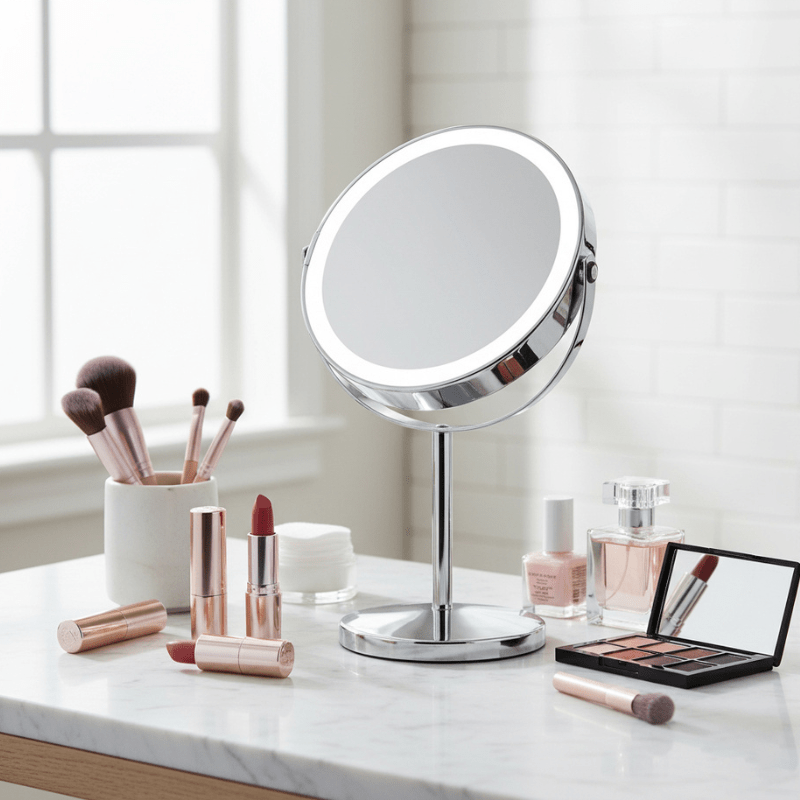 Makeup - spejl med tonet lys - 1x/10x forstørrelse