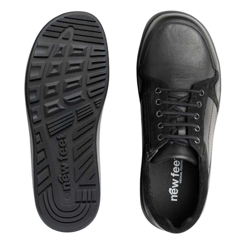 New Feet Herrenschuhe mit Stretch - Schwarz