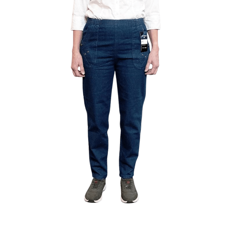Damebukser med elastikkant - Mørk denim