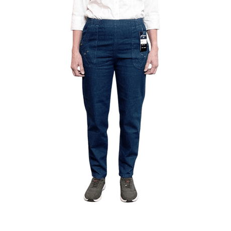 Damebukser med elastikkant - Mørk denim