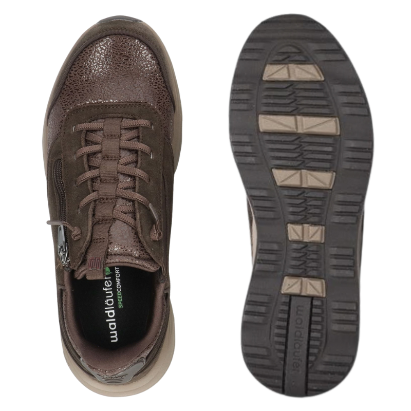 Waldläufer breiter Damen-Sneaker - Braun