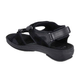 Damen-Sandale, Schwarzes Leder, Fidelio