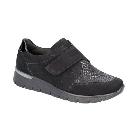 Breite Damenschuhe, Schwarz, Waldläufer