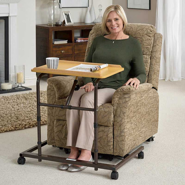 Stuhl-/Bett-Tisch mit Rollen, Breites Gestell