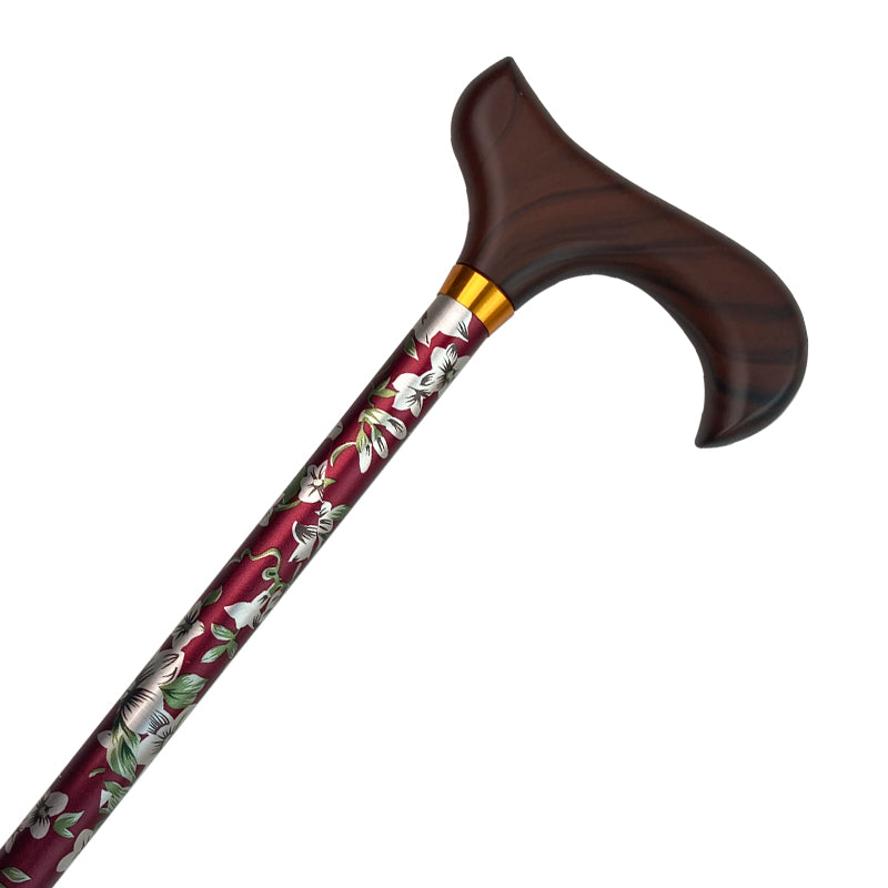 Stok med justerbar højde - Rød med blomster