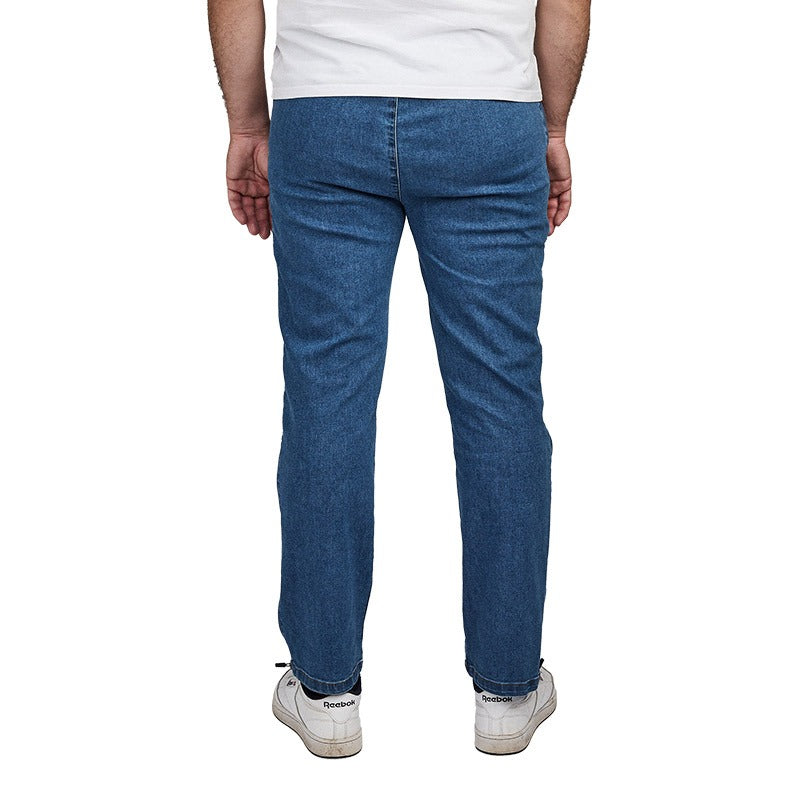 Jeans med lynlås i siden - Blå
