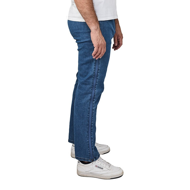 Jeans med lynlås i siden - Blå