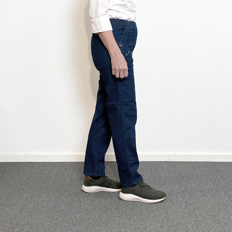 Damebukser med elastikkant - Mørk denim