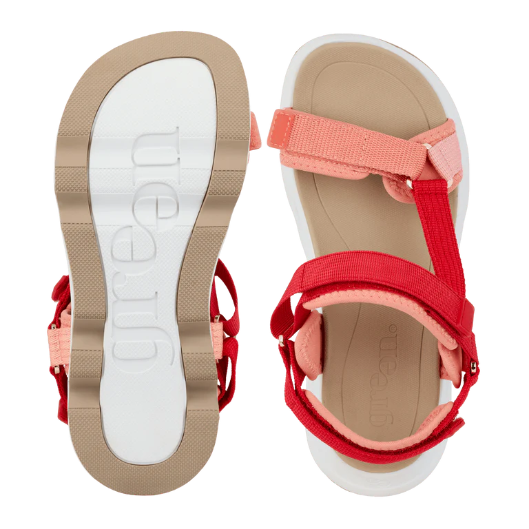 Green Comfort sporty damesandal - Rød